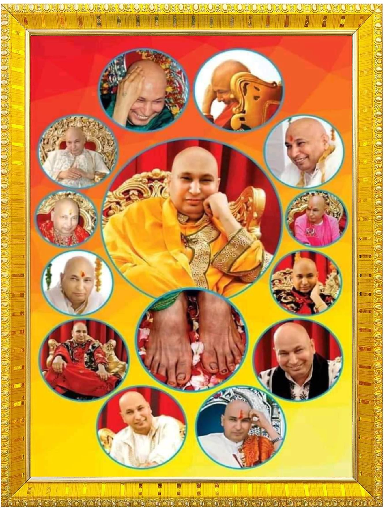 NOKKES Jai Guru Ji Swaroop Shukrana Guru Ji Golden 5X7 Inch Photo Frame_AQW16