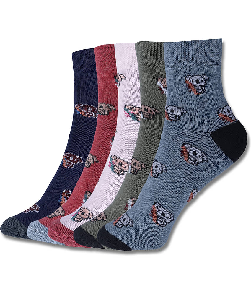 Dollar Multicolor Cotton Blend Boy's Full Length Socks ( Pack of 5 )