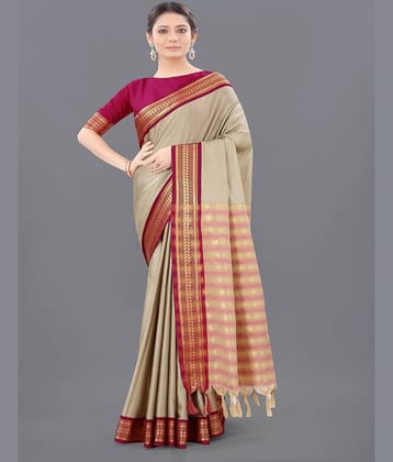 Apnisha Cotton Silk Solid Saree With Unstitched Blouse Piece ( Yellow )