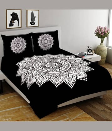CLOTHORO Cotton 1 Double King Bedsheet with 2 Pillow Covers ( Black )