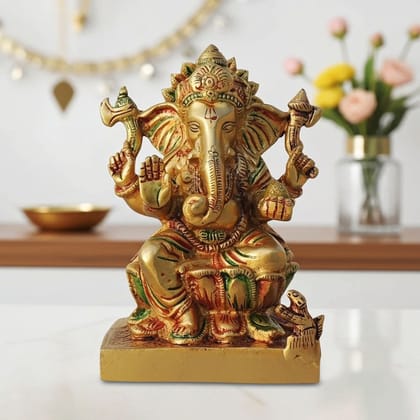 Brass Showpiece Ganesh Ji God Idol Statue (BSMAS667 B)