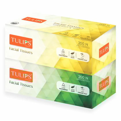 Tulips Facial Tissue Paper (2 Ply, 200 Pulls) (Color Variant)