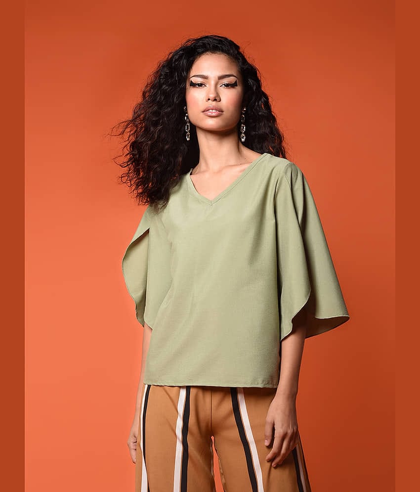 Chimpaaanzee Women's Polyester Regular Top ( Green )