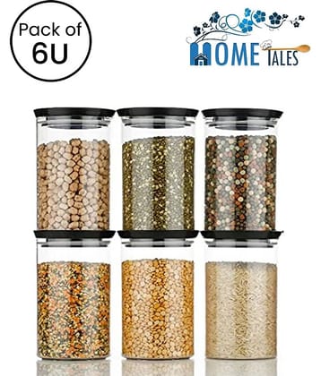 Analog Kitchenware Dal/Pulse/Grocery Plastic Black Food Container ( Set of 6 )