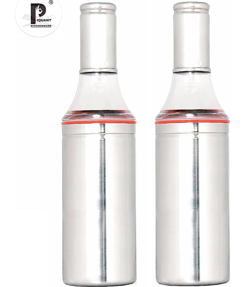 PIQUANT KITCHENWARE Oil Pourer Steel Oil Container/Dispenser Set of 2 1000 mL