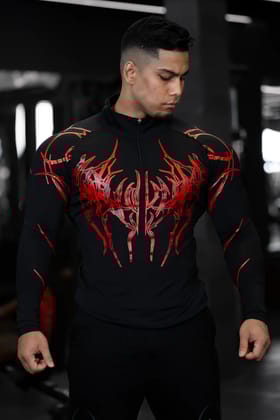 DARK ECLIPSE QUARTER-ZIP COMPRESSION (INFERNO RED)-S