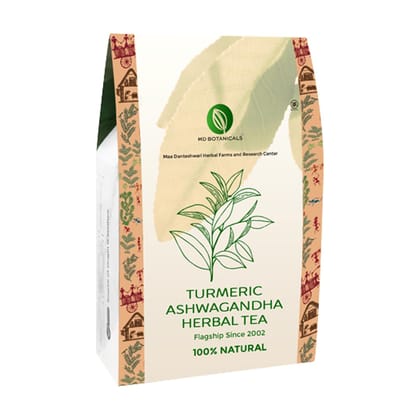 MD Botanicals Turmeric Ashwagandha Herbal Tea | Ayurvedic Stress Relief & Immunity Booster | Caffeine-Free | Anti-Inflammatory Wellness Tea | 70g Loose Leaf