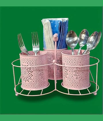 Metal Kitchen Cutlery Holder Spoon And Tissue Holder For Dining Table (Set Of 3), Cutlery Stand, Cream