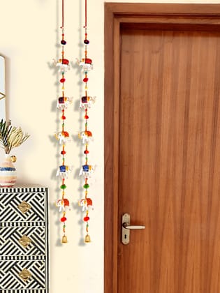 DreamKraft Paper Mache Elephant Door Hangings (114 cm, White)