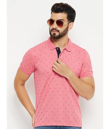 XFOX Pack of 1 Cotton Blend Regular Fit Printed Half Sleeves Men's Polo T Shirt ( Coral )