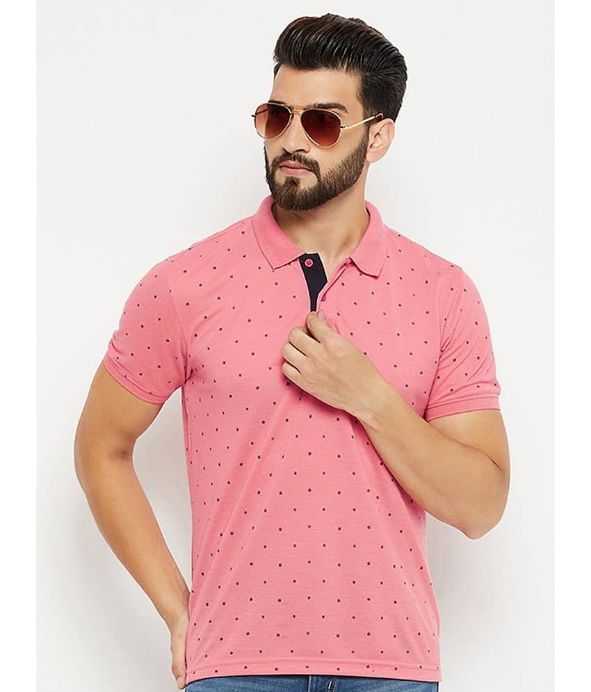 XFOX Pack of 1 Cotton Blend Regular Fit Printed Half Sleeves Men's Polo T Shirt ( Coral )