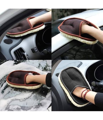 Mahek Accessories - Car Cleaning Car Wash Gloves Car Care Microfiber Cleaning Tools Car Wool Brush Soft Car Auto Car & Bike Cleaner for car accessories( Pack Of 1 )