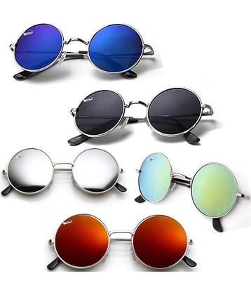 Elligator Silver Round Sunglasses ( Pack of 5 )