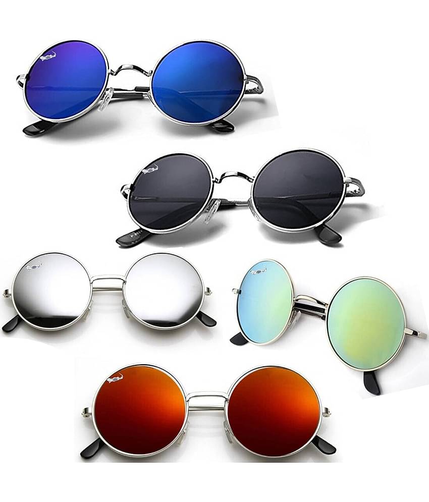Elligator Silver Round Sunglasses ( Pack of 5 )