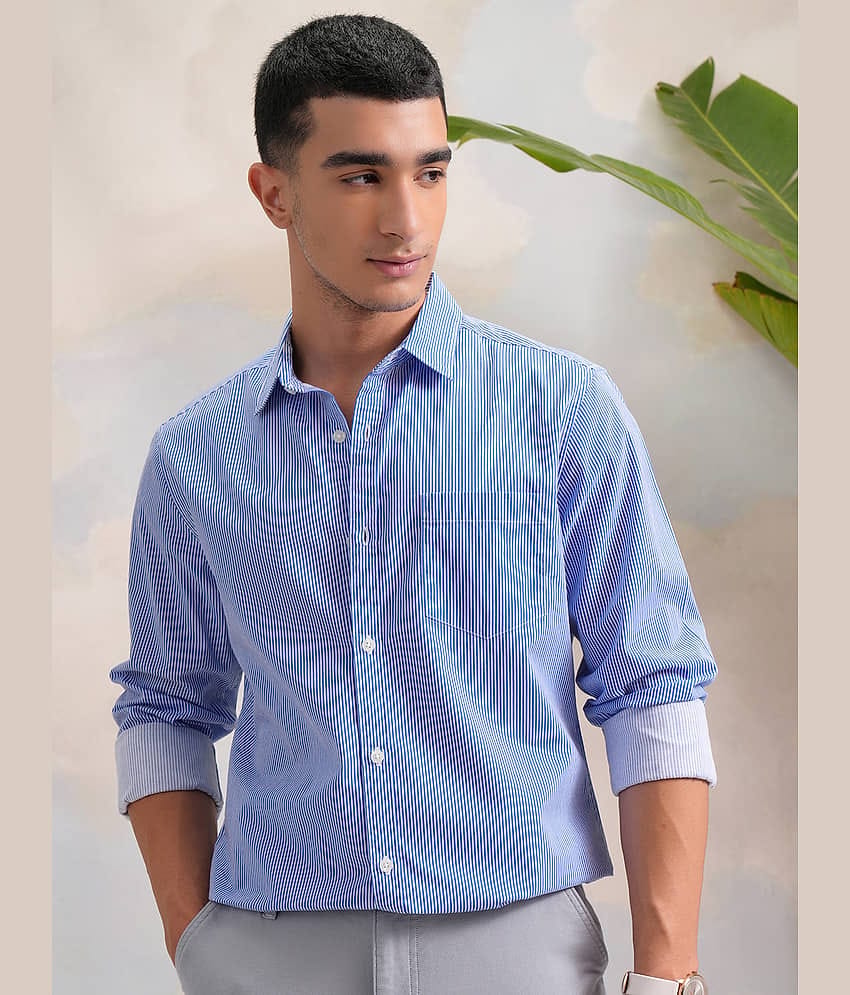 Highlander 100% Cotton Slim Fit Striped Full Sleeves Men's Casual Shirt - Multicolor ( Pack of 1 )