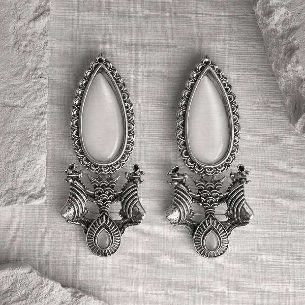 Royal Ivory Oxidized Silver Earrings Signature Heritage Collection