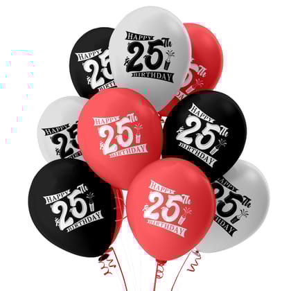 Make Your 25th Birthday Celebration Extra Special Printed Balloons And A Banner Pack Of 16pcs