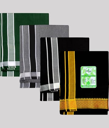 Feather Green - Multicolor Cotton Men's Lungi ( Pack of 4 )