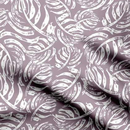 Abstract Stroke Leaves Lavender Print Fabric-Cotton