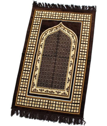 ADIRNY Brown Single Regular Velvet Prayer Mat ( 110 X 70 cm )