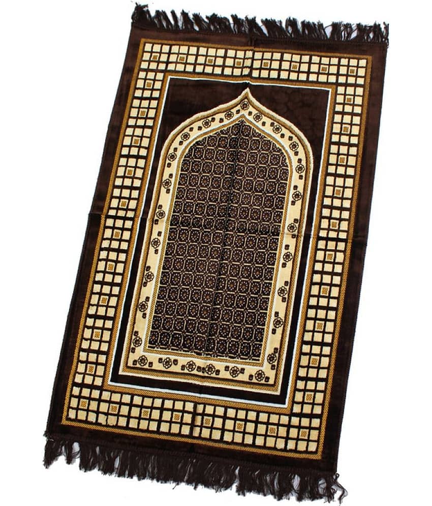 ADIRNY Brown Single Regular Velvet Prayer Mat ( 110 X 70 cm )