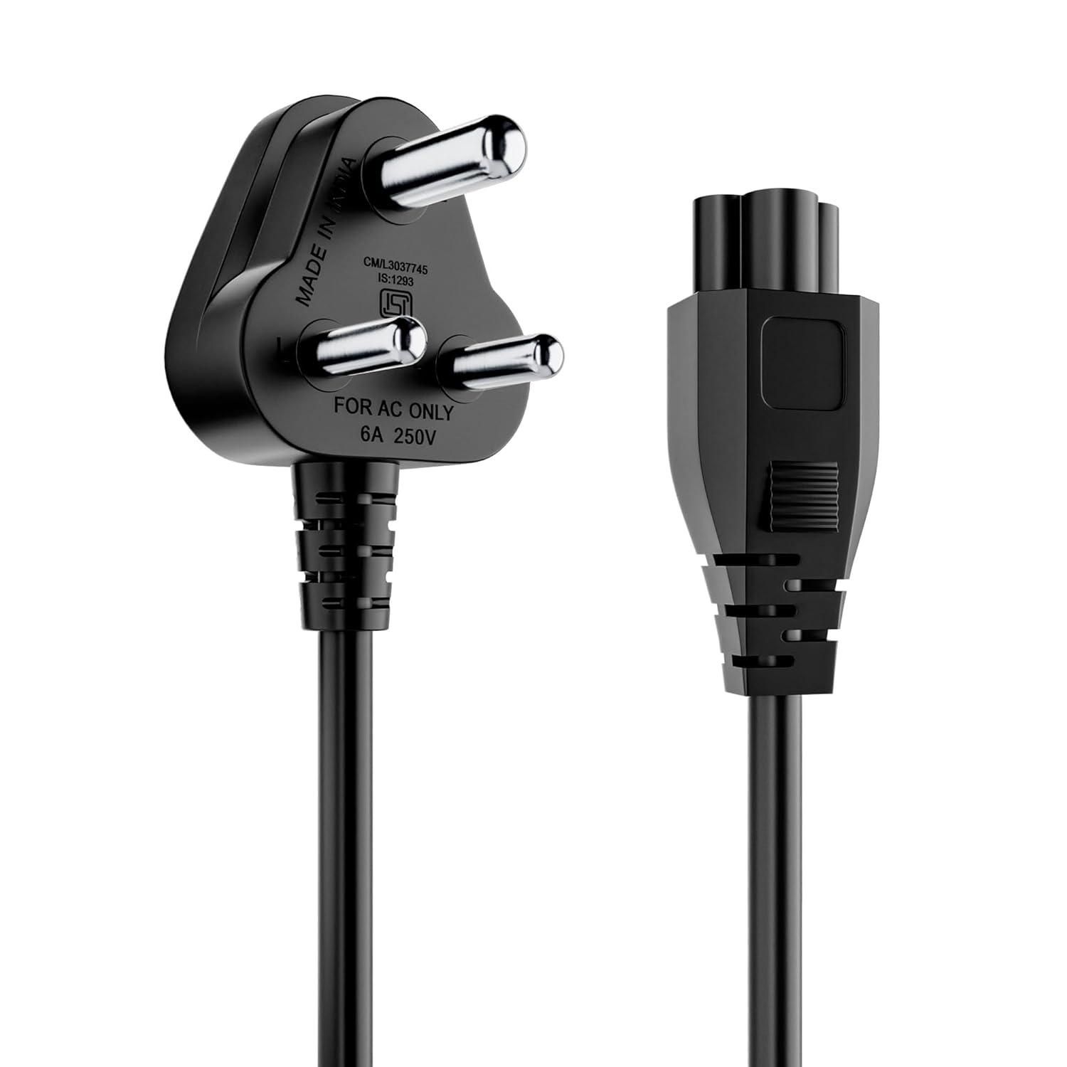 Portronics Konnect G3 350W Laptop Power Cable, 3 Pin Type Connector, 350W Max Load Capacity, 1.2M Length(Black)