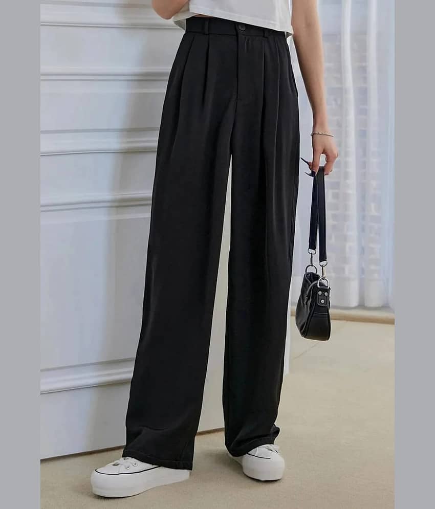 Broadstar Pack of 1 Polyester Baggy Women's Casual Pants ( Black )