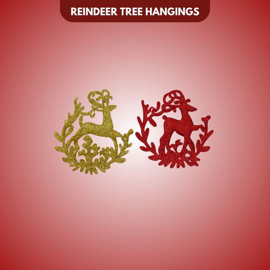 Reindeer Hanging Decoration Red & Gold - Set of 2 - Party and Festive Needs | Buy online on ZillyBuy