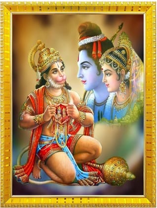 NOKKES Hanuman Bajrangbali Hanumanji Maruti Golden 5X7 Inch Photo Frame_AQW21