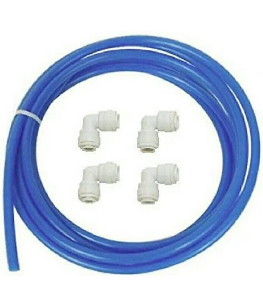 RO Flexible PIpe Tube 1/4" 10 meter Blue + 1/4 QC X 14 QC Elbow 4 pcs. suited for all type of RO UV Water Purifier