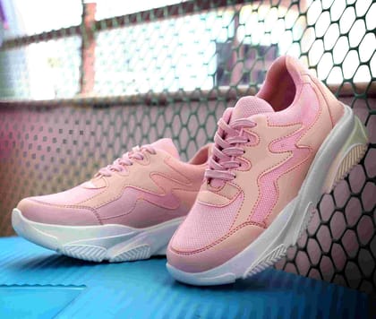 Latest Attractive Casual Shoes, Lightweight Walking Sneakers, Gym Shoes for Girls and Women Color - Pink, Size - 7
