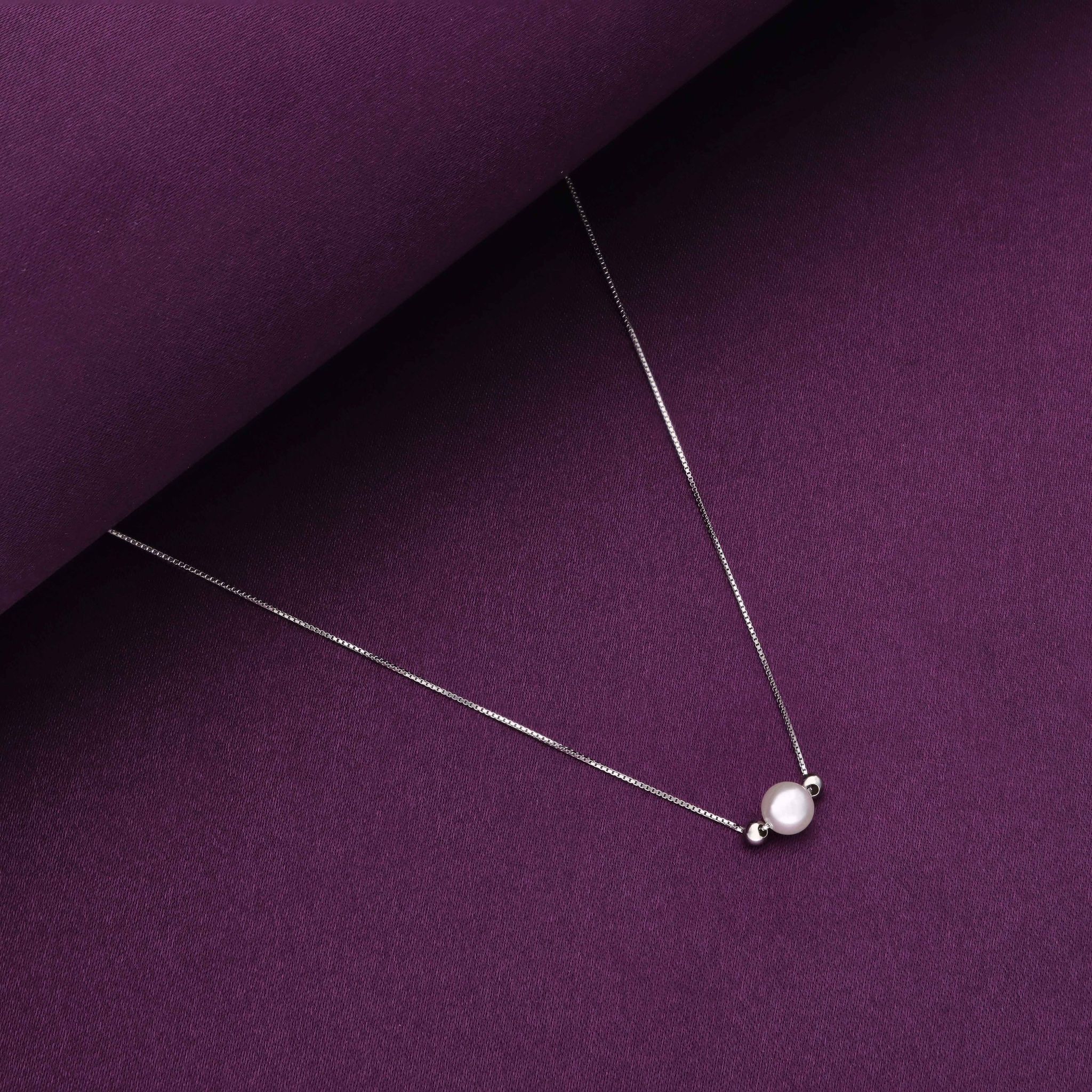 TRENDY PEARL & SILVER BEADS SILVER CHAIN NECKLACE-Pearl / Silver