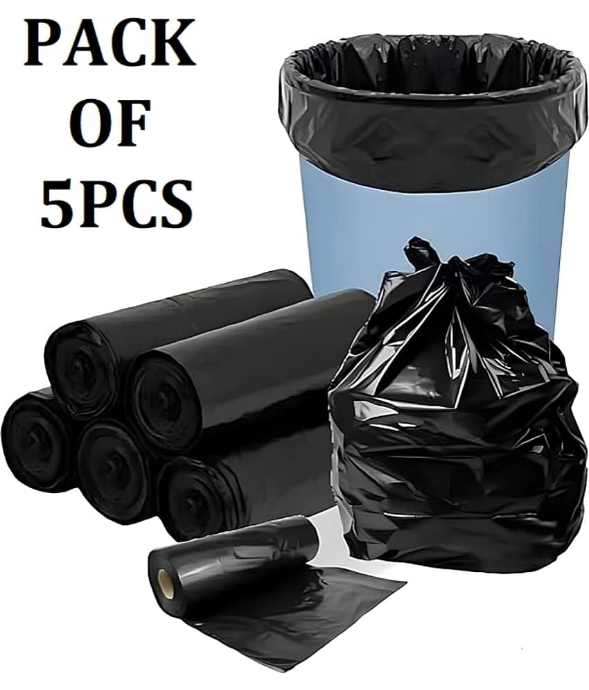 Garbage Bags Medium Size for Dustbin/Trash |19 x 21 inches Black, For Dry & Wet Waste|30 bags/roll ( 5  roll)