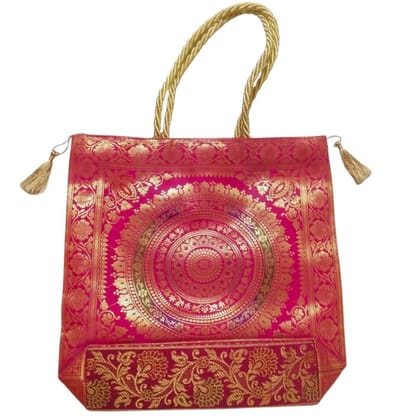 Pink & Gold Ethnic Brocade Handbag