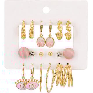 Vintage Style Hoop Earring with 9 pairs in a Pack