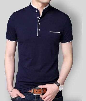 triple sense Pack of 1 Cotton Regular Fit Men's T-Shirt ( Navy )