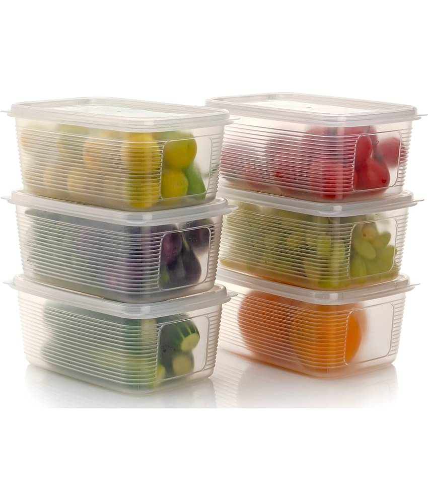 2Mech Fridge container Plastic White Multi-Purpose Container ( Set of 6 )