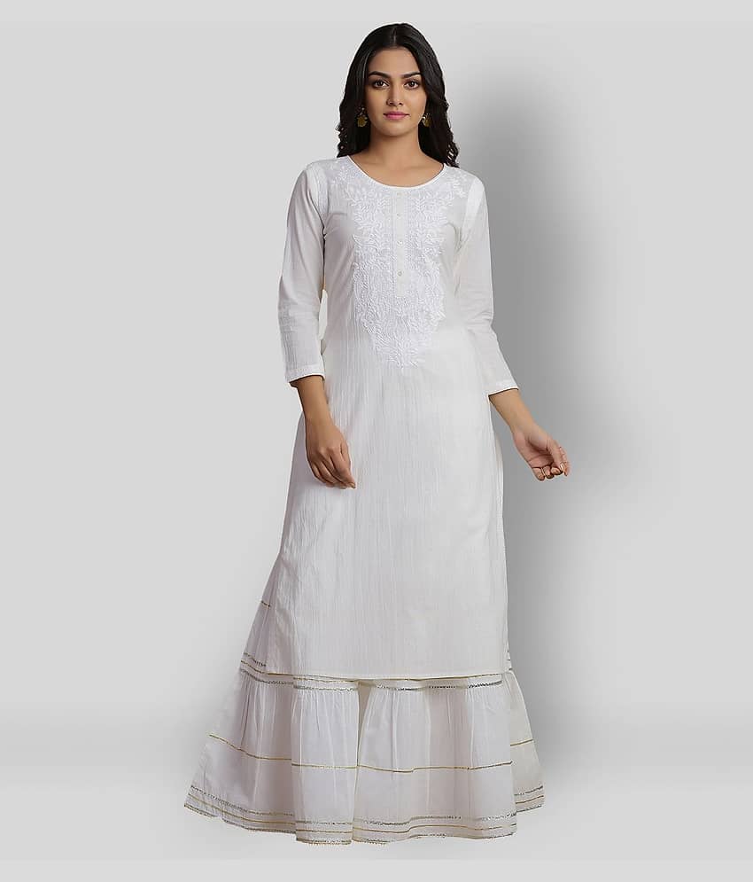 Juniper - White Rayon Women's Straight Kurti