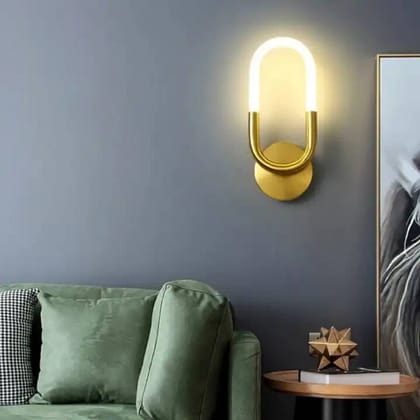 SPARKWORLD Modern Gold Oval LED Wall Sconce Integrated 10W Warm White Accent Light | Colour: U-Shape