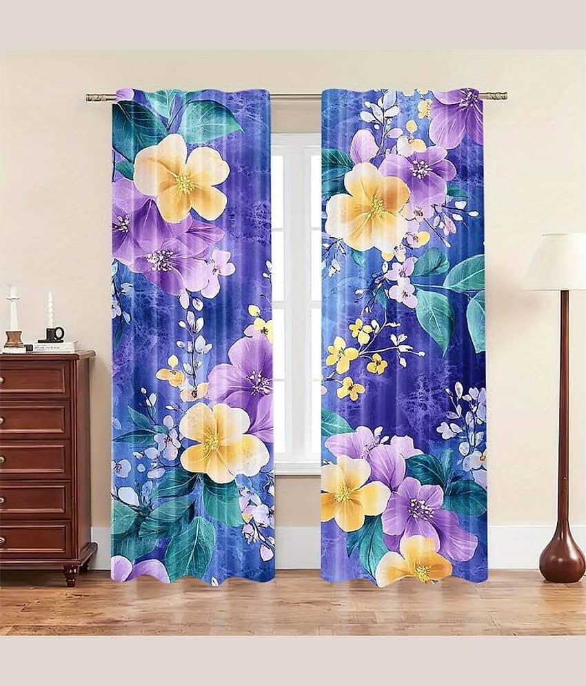 V21 decod Graphic Room Darkening Eyelet Curtain 7 ft ( Pack of 1 ) - Blue