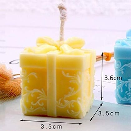 SS ENTERPRISE Organic Soy Wax Gift Shape Candle for Home Decor | Scented Aromatic Fragrance Candles | Smoke-Free Pillar Candles (Pack of 2, Blue-Yellow)