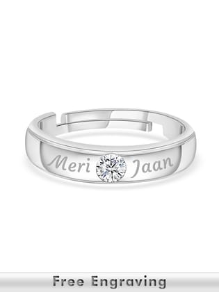0.5 Carat Single Stone Adjustable Silver Ring For Men-Adjustable