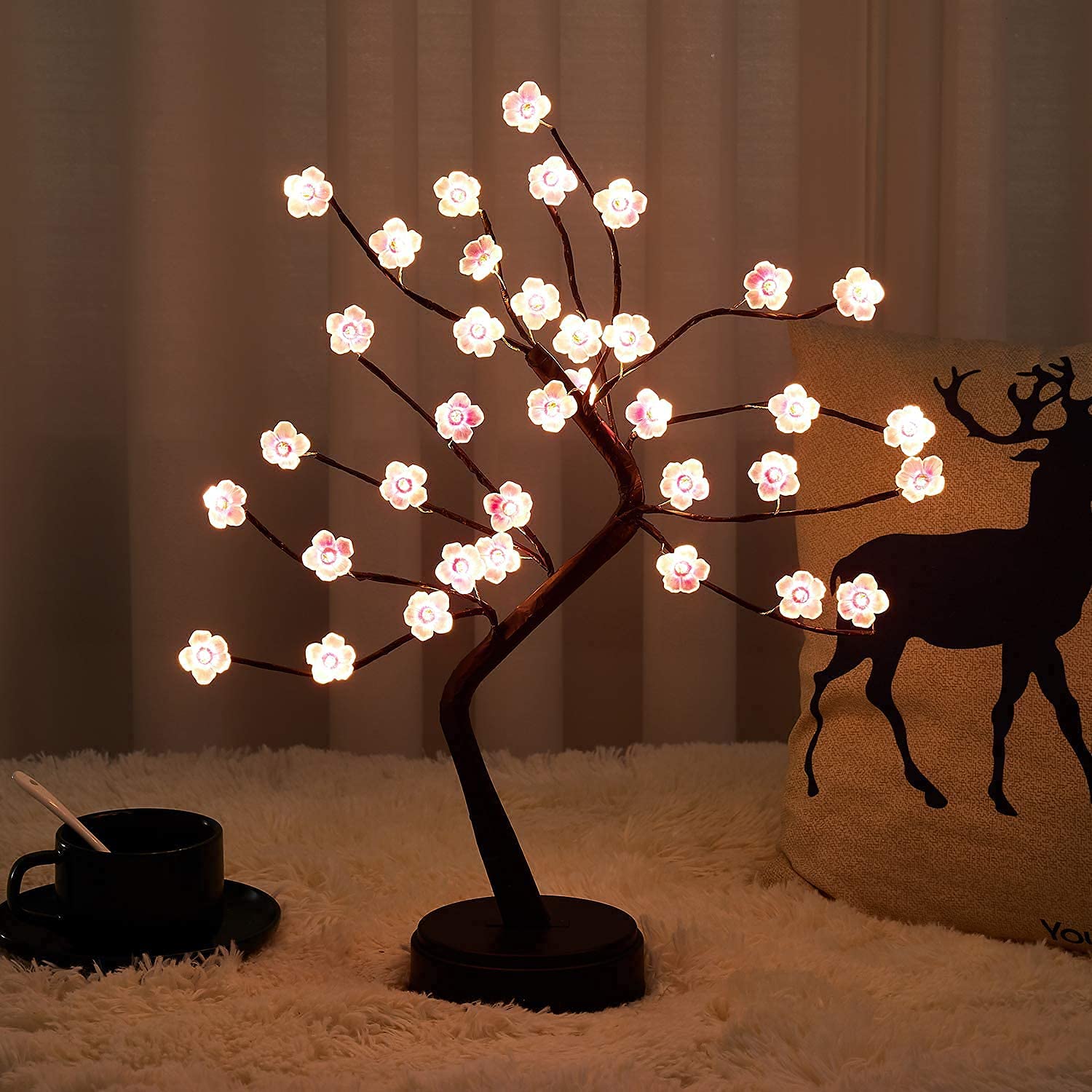 GLOWSERIE Warm White LED Blossom Tree Light – Aesthetic Table Lamp