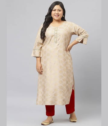 Stylum Rayon Printed Straight Women's Kurti - Beige ( Pack of 1 )