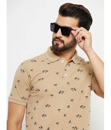 ZEBULUN Pack of 1 Cotton Blend Regular Fit Printed Half Sleeves Men's Polo T Shirt ( Beige )