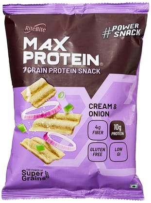 RiteBite Max Protein Cream And Onion Chips Snack, Multigrain Ragi Chips, Ready to Eat Healthy Snacks, 30gm