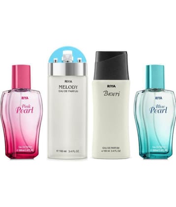 Riya Pink Pearl & Melody & Bawri & Blue Pearl Eau De Parfum (EDP) For Women 400 ( Pack of 4 )