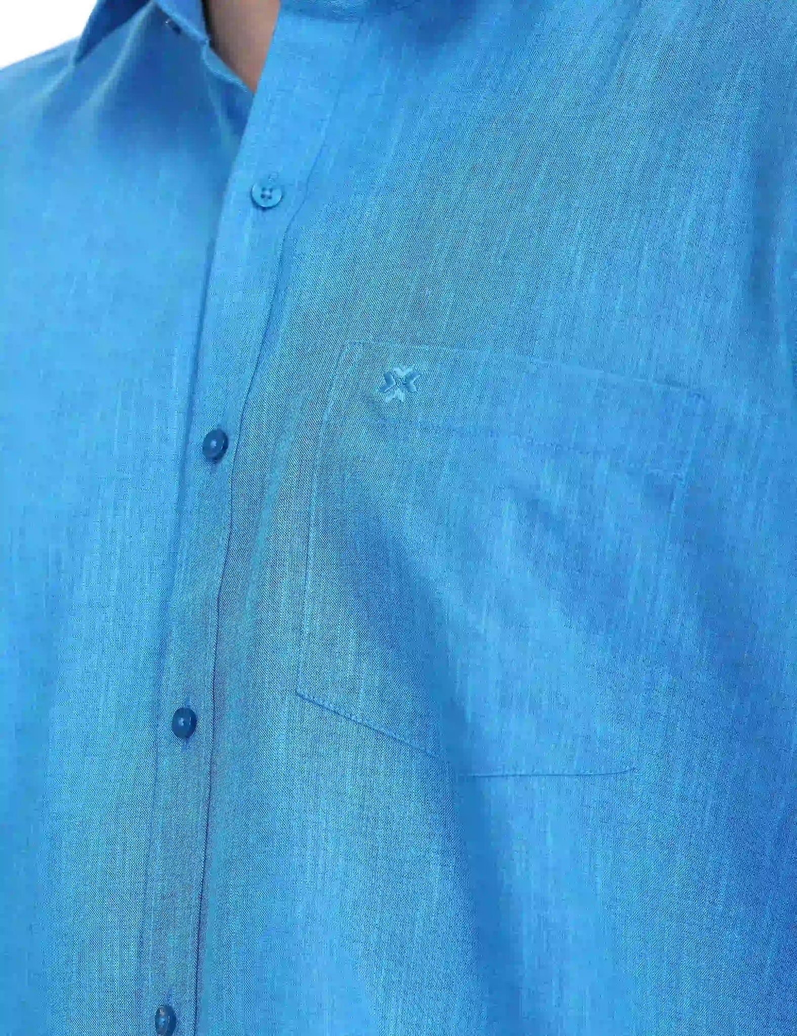 Linen Sky Blue Colour Shirt Full Sleeve -17006-38