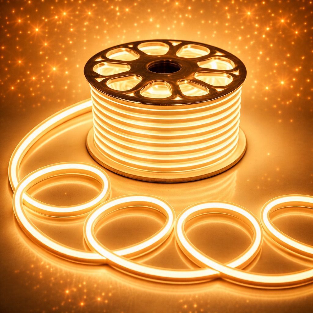 SPARKWORLD 5 Meter Warm Yellow LED Neon Flex Strip IP65 Waterproof, Cuttable, Flexible Neon Decorative Lighting | Size: 4.98 m