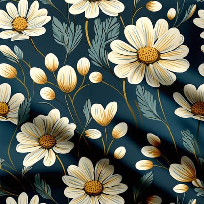 Daisy Print: Nature's Elegant Beauty3-Cotton